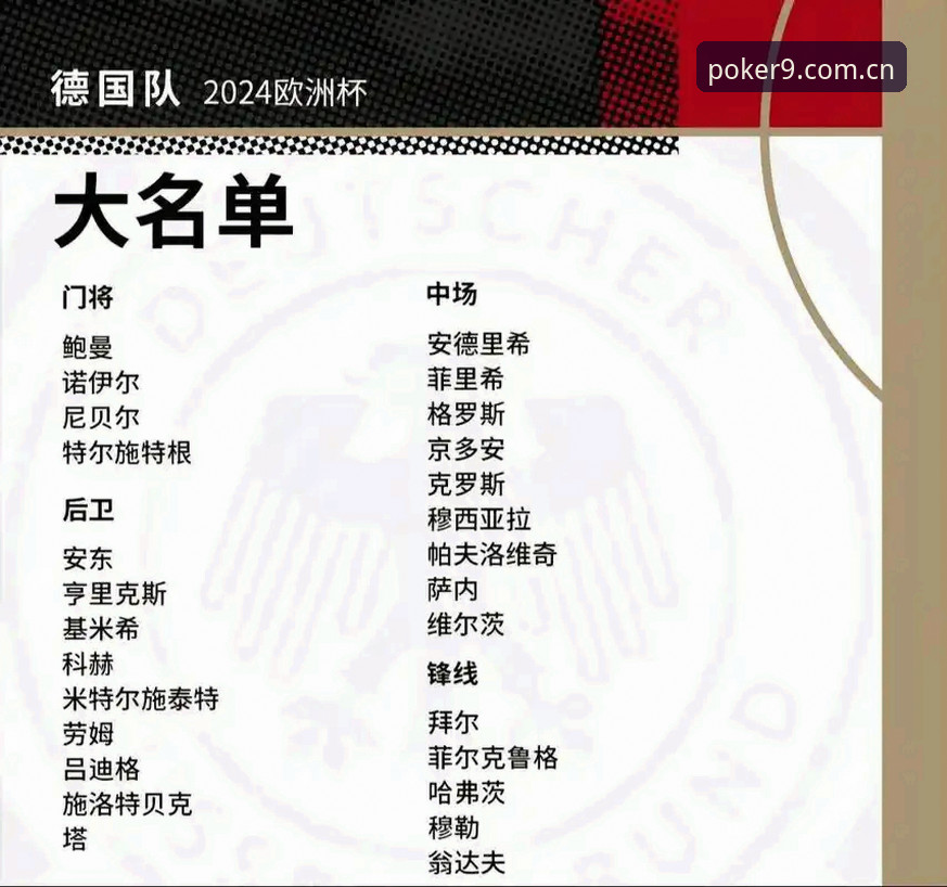 德国队世界杯26人大名单全解析：诺伊尔40岁回归创纪录，18岁新星卡尔入选